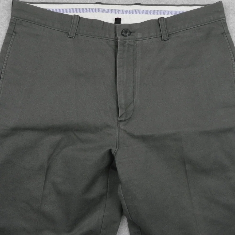 J Crew Pants Mens 36x28 Classic Fit Essential Khaki Straight Flat Front Green